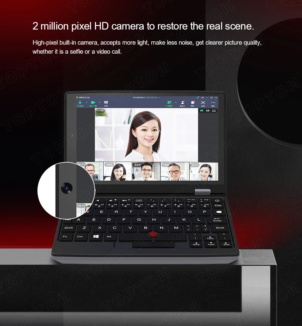 Topton Mini Pocket Laptop 7 Inch Touch Screen Intel N4000 12GB DDR4 Computer Office Ultrabook Notebook 2.0MP Netbook Windows 11