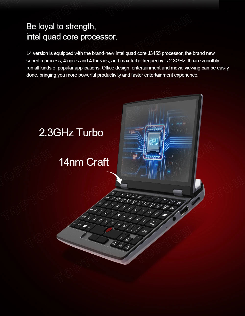 Topton Mini Pocket Laptop 7 Inch Touch Screen Intel N4000 12GB DDR4 Computer Office Ultrabook Notebook 2.0MP Netbook Windows 11