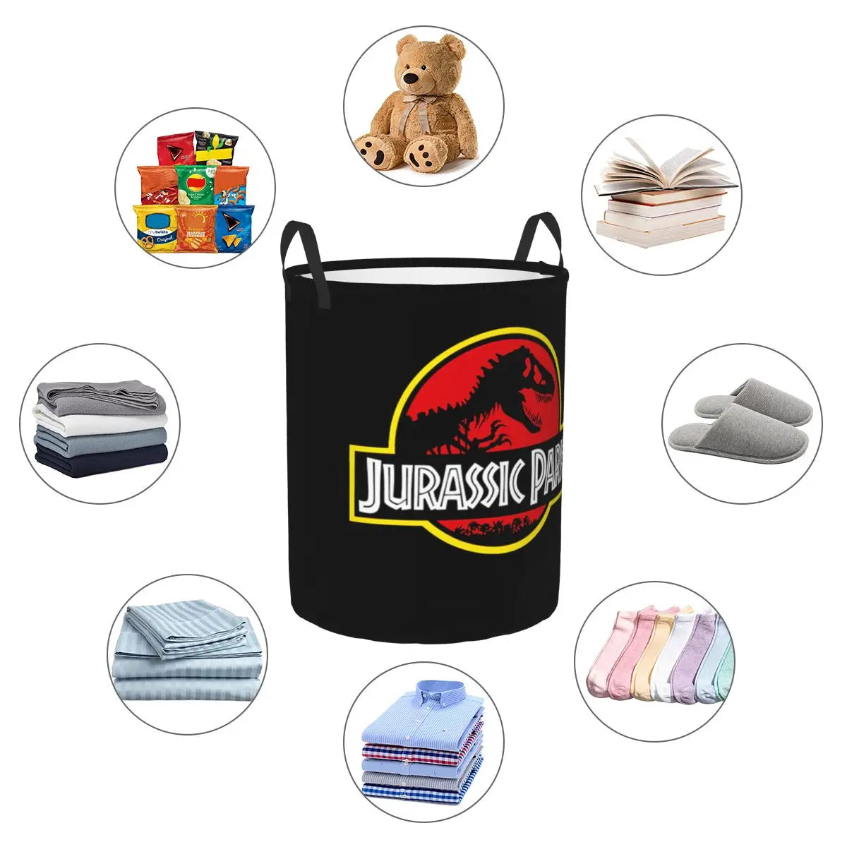 Custom Jurassic Park Laundry Hamper Large Storage Basket Dinosaur World Kids Nursery Toy Organizer