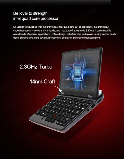 Topton Mini Pocket Laptop 7 Inch Touch Screen Intel N4000 12GB DDR4 Computer Office Ultrabook Notebook 2.0MP Netbook Windows 11