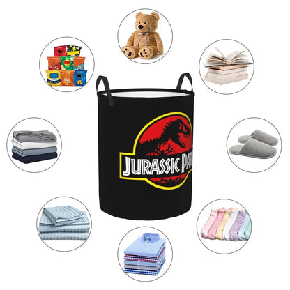 Custom Jurassic Park Laundry Hamper Large Storage Basket Dinosaur World Kids Nursery Toy Organizer